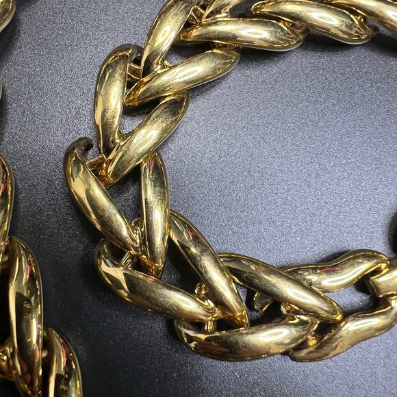 Vintage Napier Gold Tone Chucky Chain Chocker Necklace Bracelet Set - Picture 6 of 8